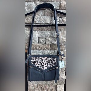 Leopard Print Black Shoulder Bag